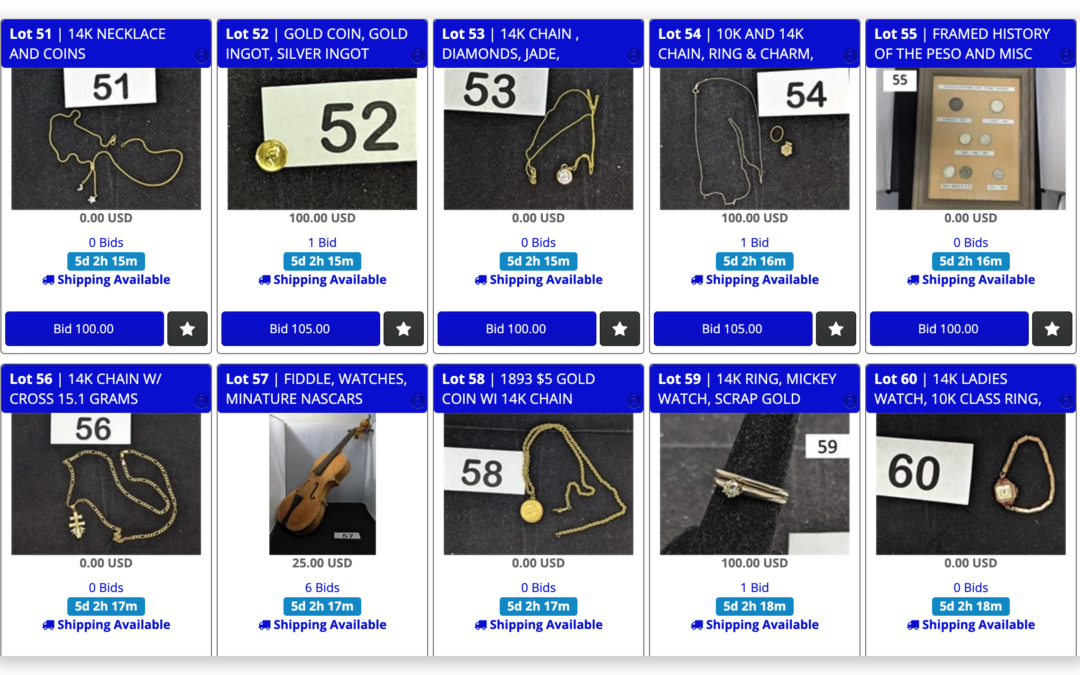 TWO JEWELRY AUCTIONS THIS WEEK – Jewelry, Coins and MORE!