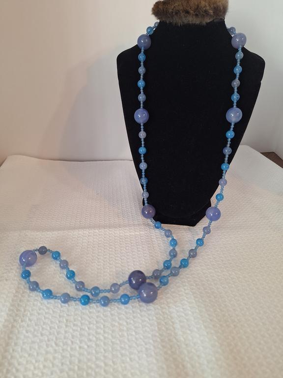 Lot 9 – Rare Blue Agate Necklace 40" SS Clasp
