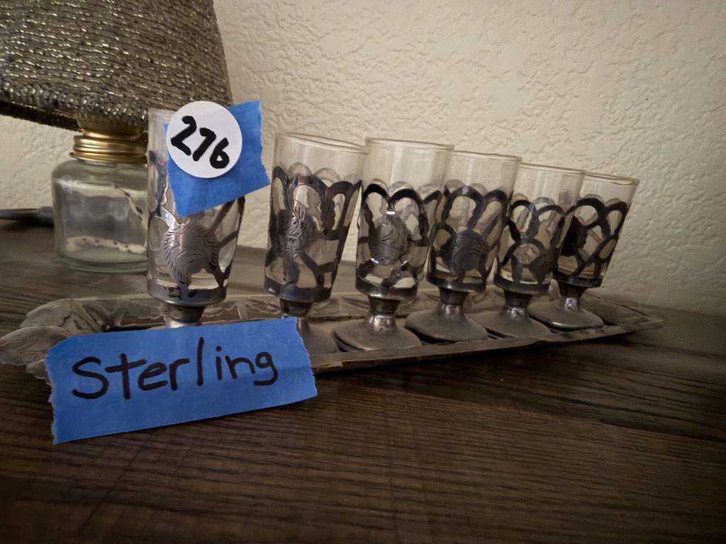 Lot 276 – Mexican Sterling Silver & Glass Cordial Set